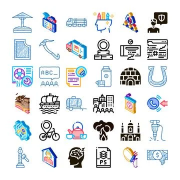 Collection of various modern technology and business icons イラスト素材
