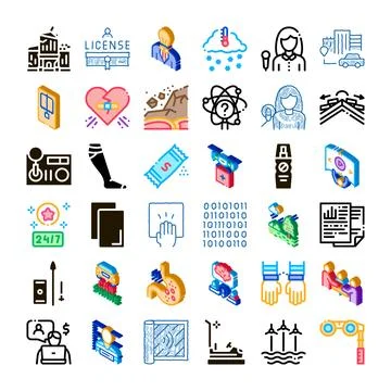 Collection of various modern technology and health icons Illustrazione stock