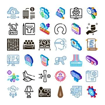 Collection of various modern technology and business icons Stock Illustration