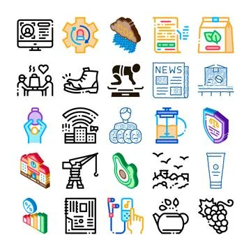 Collection of various modern technology and lifestyle icons Stock Illustration