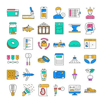 Collection of various modern technology and business related icons イラスト素材