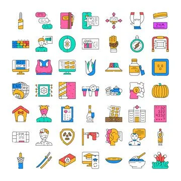 Collection of various modern technology and health icons Stock Illustration