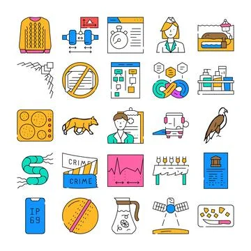 Collection of various modern technology and professional icons イラスト素材