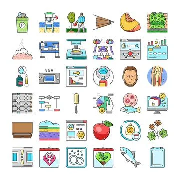 Collection of various modern technology and ecology icons イラスト素材