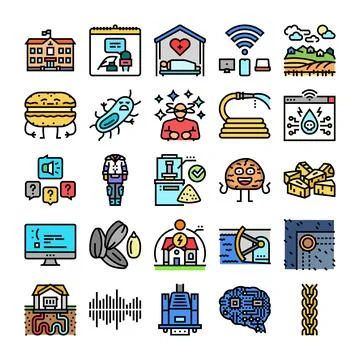 Collection of various modern technology and lifestyle icons イラスト素材