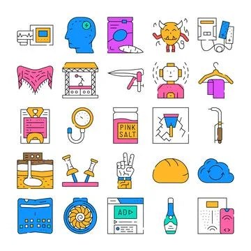 Collection of various modern technology medical health icons Stock Illustration