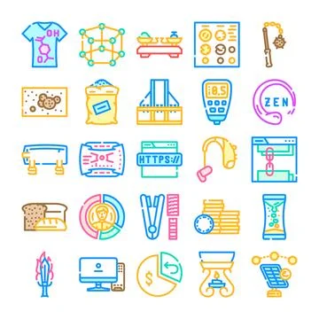 Collection of various modern technology, science, and lifestyle icons イラスト素材