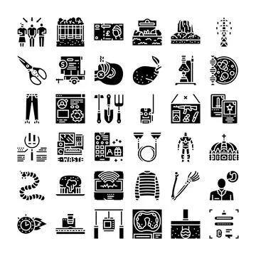 Collection of various modern technology science and medical icons Stock Illustration