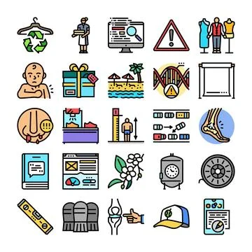 Collection of various modern technology science medicine icons Stock Illustration