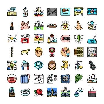 Collection of various modern technology science medicine icons 스톡 일러스트