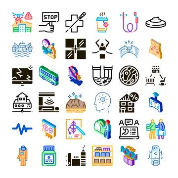 Collection of various modern technology solution service icons Stock Illustration