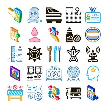 Collection of various modern technology vector icons Stockillustratie