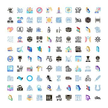 Collection of various modern theme contour icons Stock Illustration