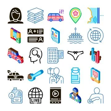 Collection of various modern web and mobile application icons Stock Illustration