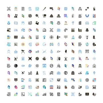 Collection of various modern web flat icons Illustrazione stock