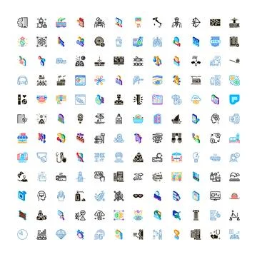 Collection of various modern web flat icons 库存插图
