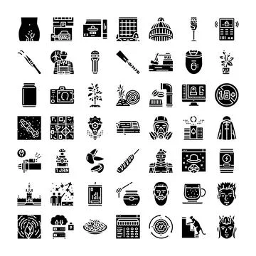 Collection of various modern web glyph icons イラスト素材