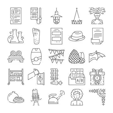 Collection of various modern web linear icons Stock Illustration