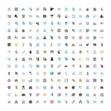 Collection of various modern web outline icons 스톡 일러스트