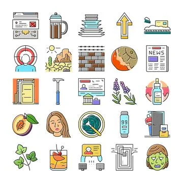 Collection of various modern web outline icons Illustrazione stock