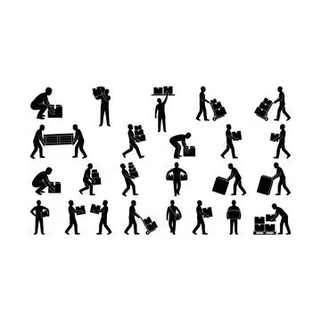 Collection of Various Moving and Packing Activities with Boxes and Luggage .. 스톡 일러스트