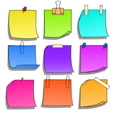 Collection of various note papers Stock Illustration