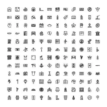 Collection of various outline icons for web and mobile apps Stockillustratie