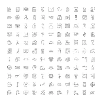 Collection of various outline icons for web and mobile Stock Illustration