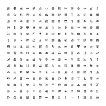 Collection of various outline icons for web and apps イラスト素材