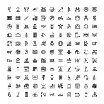 Collection of various outline icons for web and mobile Stock Illustration