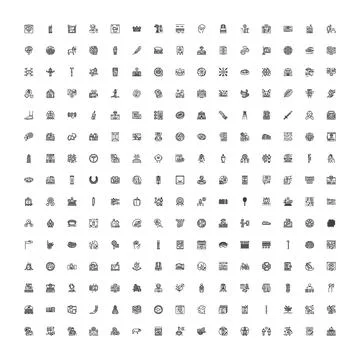 Collection of various outline icons for web design Illustrazione stock