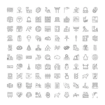 Collection of various outline icons for web and mobile イラスト素材
