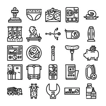 Collection of various outline web mobile icons Stock Illustration