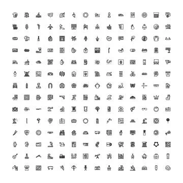 Collection of various outline web ui icons Stock Illustration