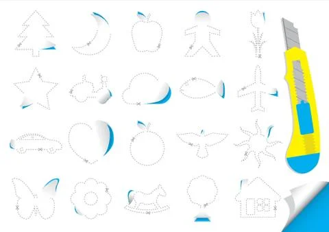Collection Of Various Paper Cut Outs Stock Illustration