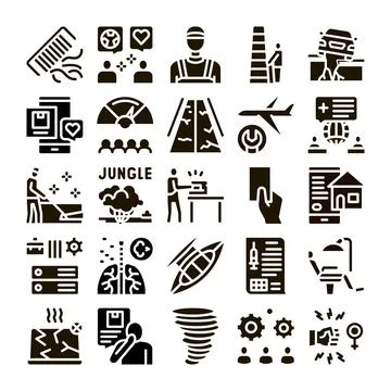Collection of various problem solving and service icons 스톡 일러스트
