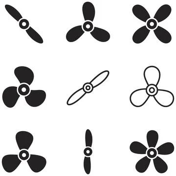 Collection of Various Propeller Blade Icons for Aviation and Marine Enginee.. Иллюстрация