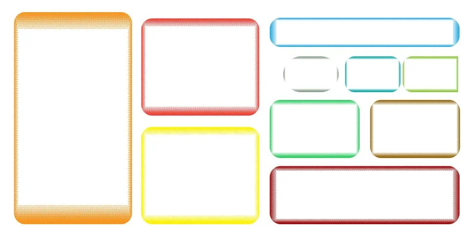 A collection of various rectangular frames featuring a gradient halftone dot  스톡 일러스트
