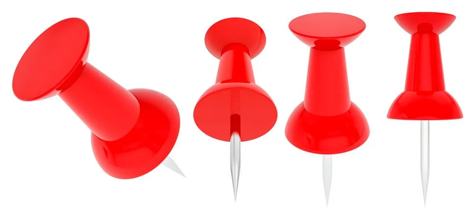 Collection of various red push pins Stock Illustration