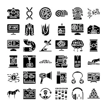 Collection of various science technology and medicine icons Stockillustratie