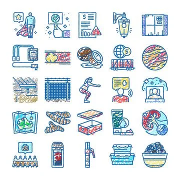 Collection of various scribble business and lifestyle icons 스톡 일러스트