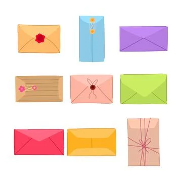 Collection of various sealed envelopes indicating mail communication Illustration