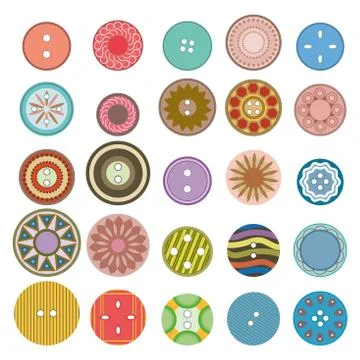 Collection of various sewing buttons. Vector illustration Stock Illustration