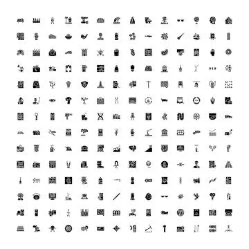 Collection of various silhouette icon elements Stockillustratie
