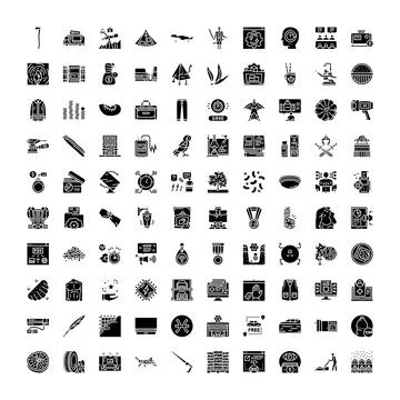 Collection of various silhouette icon vector graphics Illustrazione stock
