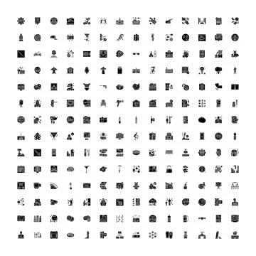 Collection of various silhouette icons for web and mobile Stock Illustration
