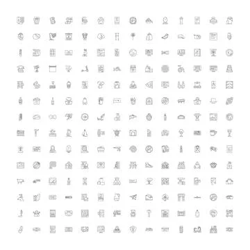Collection of various simple line art icons Illustrazione stock