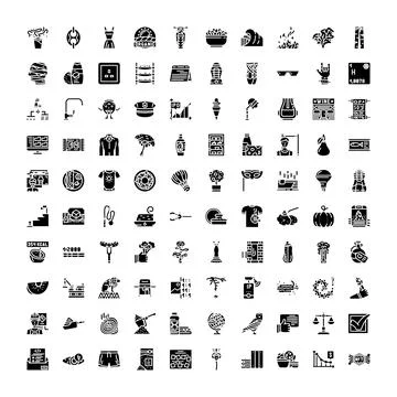 Collection of various solid black web interface icons イラスト素材