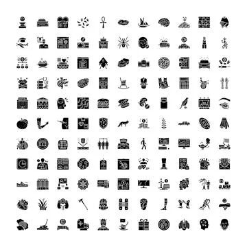 Collection of various solid glyph icons vector set Illustrazione stock