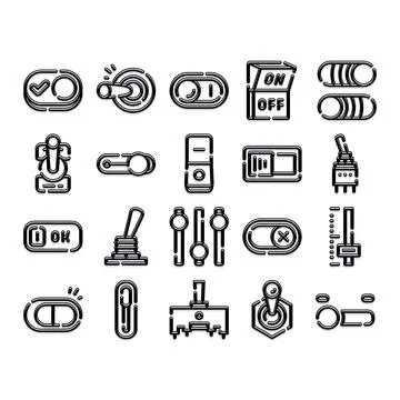 Collection of various ui button and switch icons Illustrazione stock